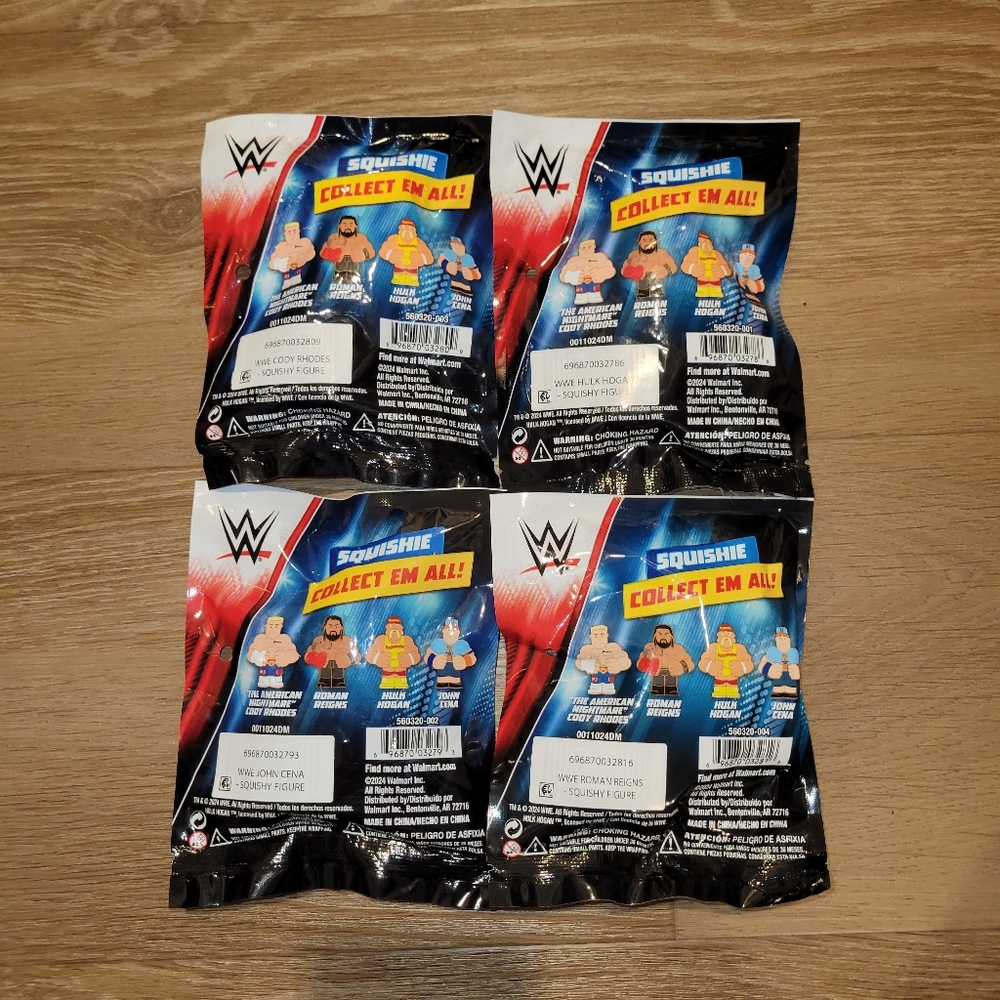 WWE Squishme! Squishie Set of 4 Hulk Hogan John Cena Roman Reigns Cody Rhodes - Picture 2 of 2